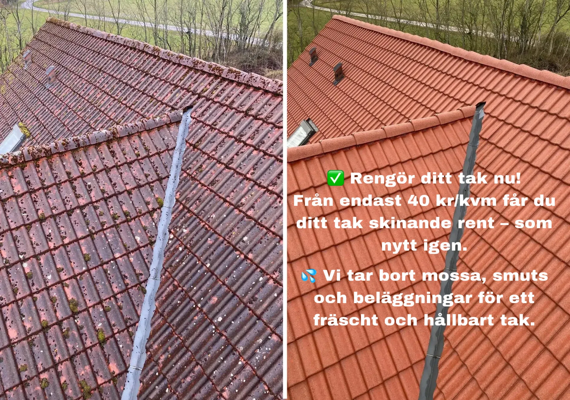 Arbetsbild kopplad till tak tvätt i Klippan